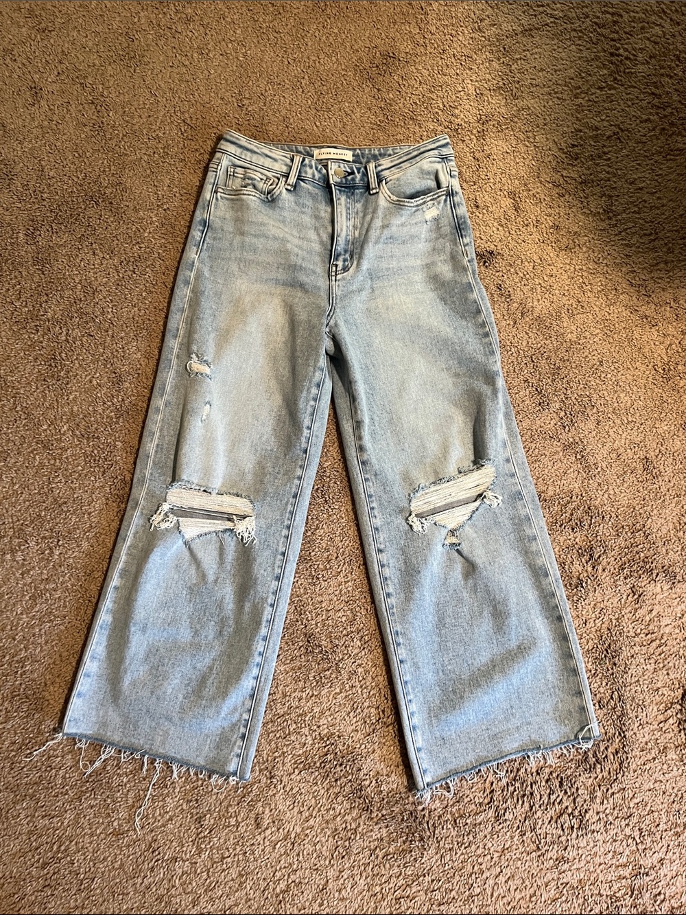 Flying Monkey Light Blue Distressed Wide-Leg Jeans